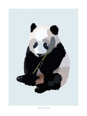 Pandabjørn plakat på lyseblå baggrund