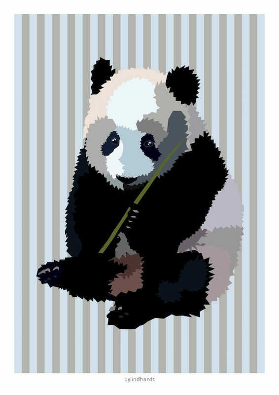 Pandabjørn plakat 2 på stribet baggrund