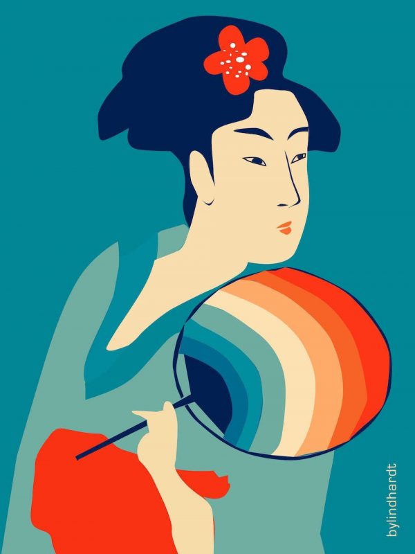 Japansk kvinde 4 plakat, retro inspireret